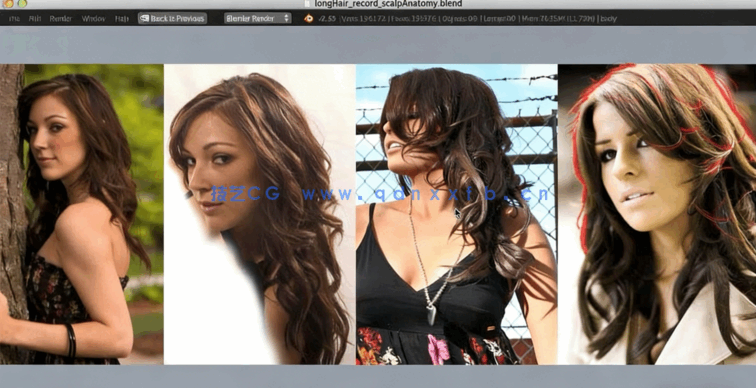 Blender逼真女性头发造型实例制作视频教程(图5) Blender逼真女性头发造型实例制作视频教程(图5)
