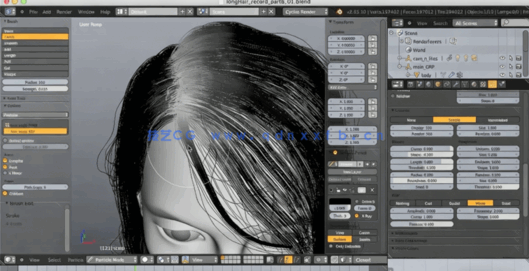 Blender逼真女性头发造型实例制作视频教程(图6) Blender逼真女性头发造型实例制作视频教程(图6)