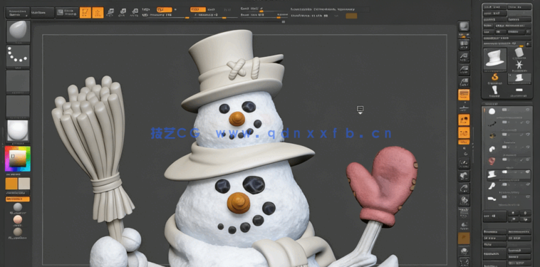 Zbrush冬日雪人雕刻建模实例制作视频教程(图4) Zbrush冬日雪人雕刻建模实例制作视频教程(图4)