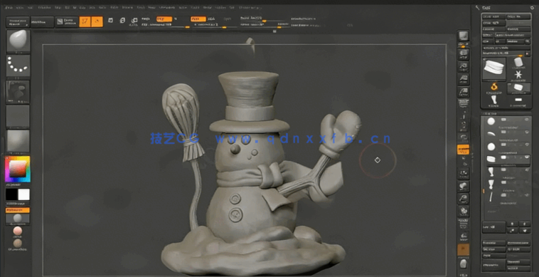Zbrush冬日雪人雕刻建模实例制作视频教程(图3) Zbrush冬日雪人雕刻建模实例制作视频教程(图3)