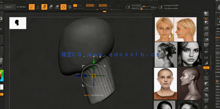 Zbrush女性人物头部肖像数字雕刻流程视频教程(图4) Zbrush女性人物头部肖像数字雕刻流程视频教程(图4)