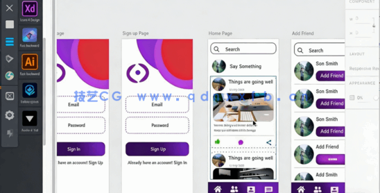 Adobe XD创建完整社交媒体应用程序UI/UX高级基础知识视频教程(图3) Adobe XD创建完整社交媒体应用程序UI/UX高级基础知识视频教程(图3)