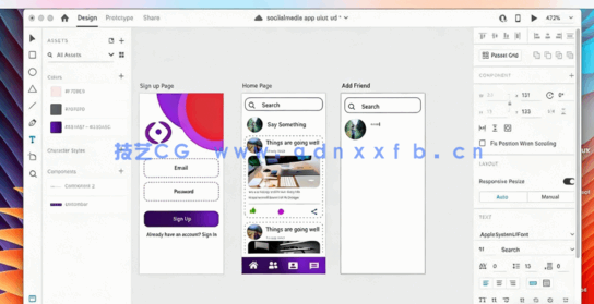 Adobe XD创建完整社交媒体应用程序UI/UX高级基础知识视频教程(图4) Adobe XD创建完整社交媒体应用程序UI/UX高级基础知识视频教程(图4)