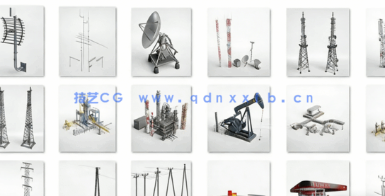 天线电线杆加油站工业设备3D模型 Archmodels Vol. 227(图5)