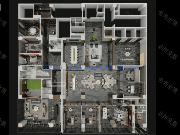 大型工装办公室 会所施工图及效果图、报价系统(图3) 大型工装办公室 会所施工图及效果图、报价系统(图3)