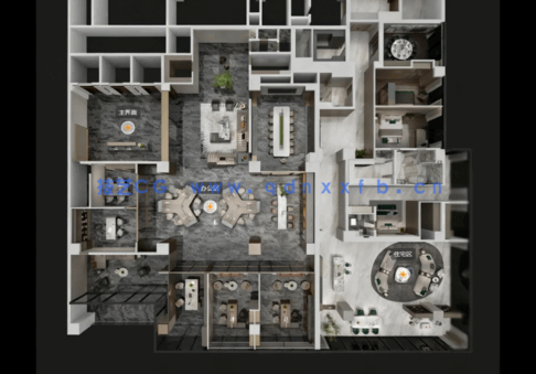 大型工装办公室 会所施工图及效果图、报价系统(图6) 大型工装办公室 会所施工图及效果图、报价系统(图6)