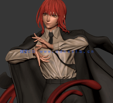 [3D打印人物] 玛奇玛Makima战斗姿势《链锯人》动漫角色雕刻手办3D打印模(图4)