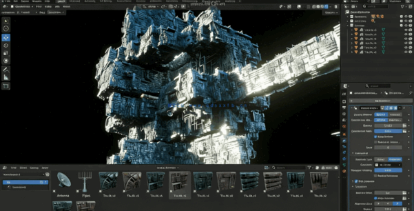 [建筑景观] 星球大战工业风格科幻细节硬表面场景3D模型(图1)