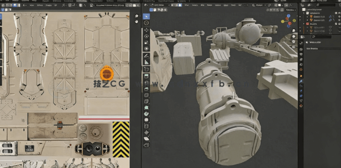 Blender硬表面机甲机器人套装完整制作流程视频教程(图2) Blender硬表面机甲机器人套装完整制作流程视频教程(图2)