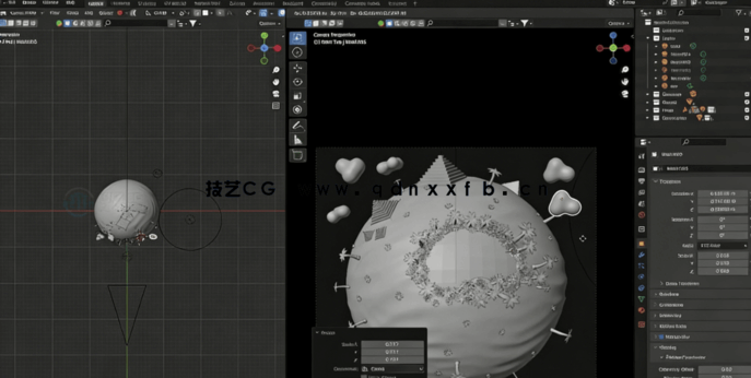 Blender与Substance 3D Painter微型星球完整制作流程视频教程(图6) Blender与Substance 3D Painter微型星球完整制作流程视频教程(图6)