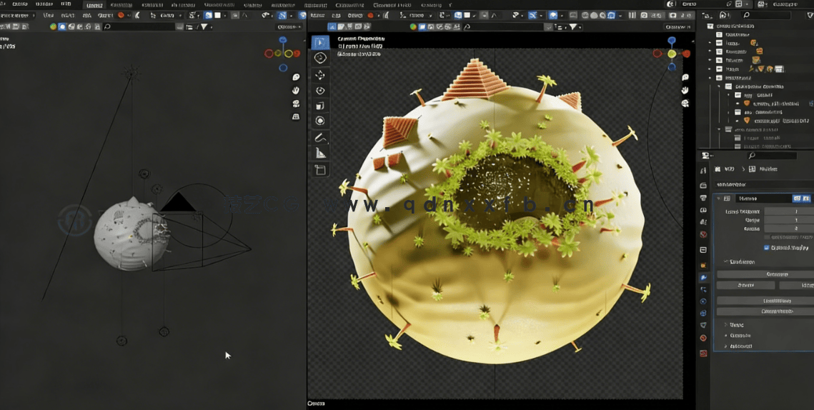 Blender与Substance 3D Painter微型星球完整制作流程视频教程(图5) Blender与Substance 3D Painter微型星球完整制作流程视频教程(图5)