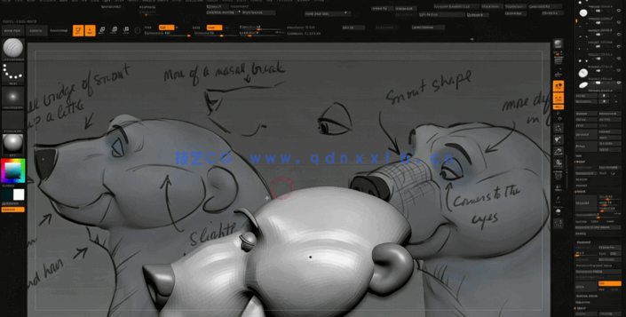 ZBrush迪斯尼卡通熊角色雕刻大师级训练视频教程(图4) ZBrush迪斯尼卡通熊角色雕刻大师级训练视频教程(图4)
