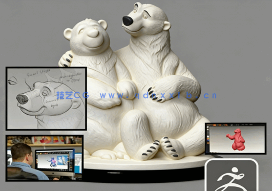 ZBrush迪斯尼卡通熊角色雕刻大师级训练视频教程(图5) ZBrush迪斯尼卡通熊角色雕刻大师级训练视频教程(图5)