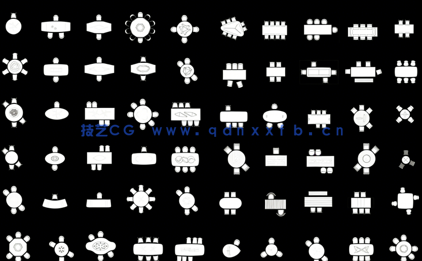 豪宅设计餐厅桌椅组合CAD图库(图4) 豪宅设计餐厅桌椅组合CAD图库(图4)