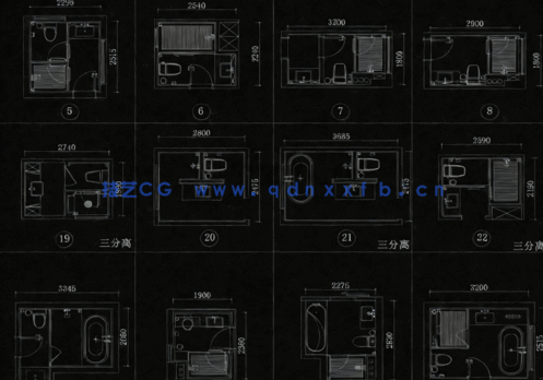 2023私宅卫生间布置CAD图库(图3)