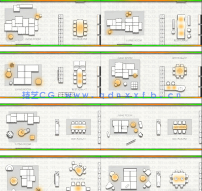 2023年豪宅客餐厅布置CAD图库(图1)