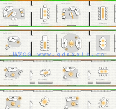  2023年豪宅客餐厅布置CAD图库(图4)