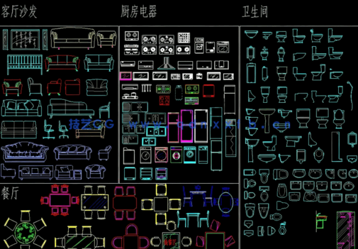 CAD家具图块综合图库免费下载(图3)