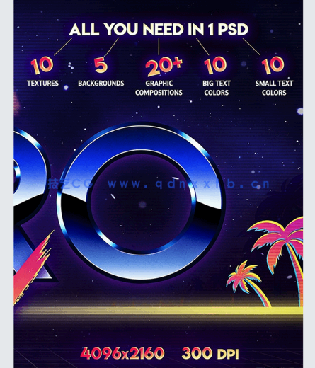 复古时尚霓虹灯金属感艺术特效PSD模板(图2) 复古时尚霓虹灯金属感艺术特效PSD模板(图2)