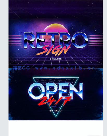 复古时尚霓虹灯金属感艺术特效PSD模板(图3) 复古时尚霓虹灯金属感艺术特效PSD模板(图3)