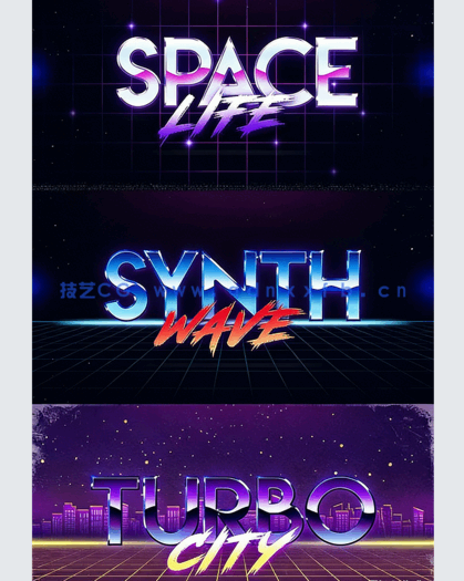 复古时尚霓虹灯金属感艺术特效PSD模板(图4) 复古时尚霓虹灯金属感艺术特效PSD模板(图4)