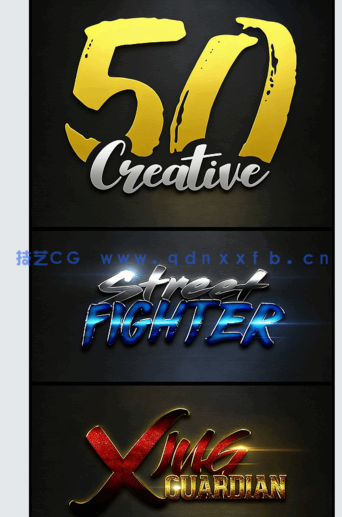 50组创意彩色金属质感艺术特效PSD字模(图2)