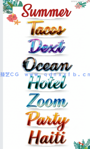 清爽夏季绚丽色彩光泽质感PSD字模(图2) 清爽夏季绚丽色彩光泽质感PSD字模(图2)