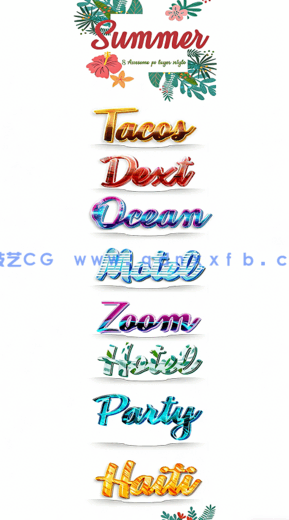 清爽夏季绚丽色彩光泽质感PSD字模(图4) 清爽夏季绚丽色彩光泽质感PSD字模(图4)