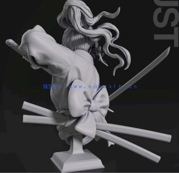[3D打印人物] 女武士持剑姿势角色雕刻手办3D打印模型(图4)