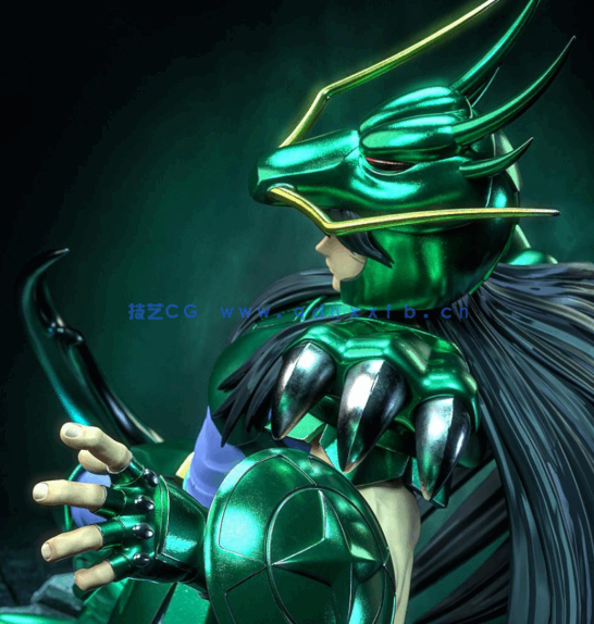 [3D打印人物] 紫龙Shiryu《圣斗士星矢》动漫角色雕刻手办3D打印模型(图2)