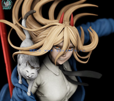 [3D打印人物] 帕瓦Powe战斗姿势《电锯人》动漫角色雕刻手办3D打印模型(图1)