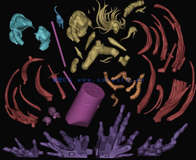 [3D打印人物] 帕瓦Powe战斗姿势《电锯人》动漫角色雕刻手办3D打印模型(图5)