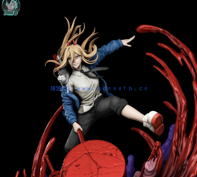 [3D打印人物] 帕瓦Powe战斗姿势《电锯人》动漫角色雕刻手办3D打印模型(图3)