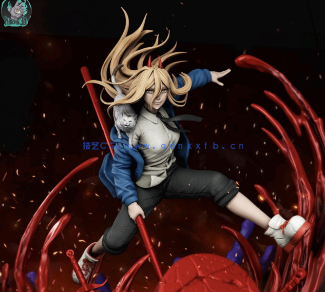 [3D打印人物] 帕瓦Powe战斗姿势《电锯人》动漫角色雕刻手办3D打印模型(图2)