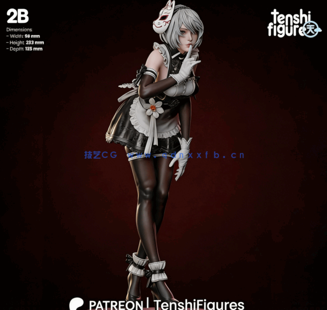 [3D打印人物] 尤尔哈2B面具《尼尔：机械纪元》游戏角色雕刻手办3D打印模型(图3)