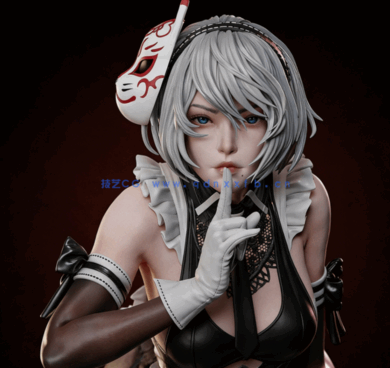 [3D打印人物] 尤尔哈2B面具《尼尔：机械纪元》游戏角色雕刻手办3D打印模型(图4)