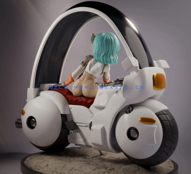 [3D打印人物] 布尔玛蓝色短发《七龙珠》动漫角色雕刻手办3D打印模型(图4)