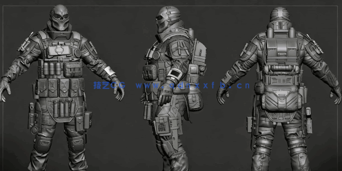 ZBrush 3A级游戏角色完整制作工作流视频教程(图3) ZBrush 3A级游戏角色完整制作工作流视频教程(图3)