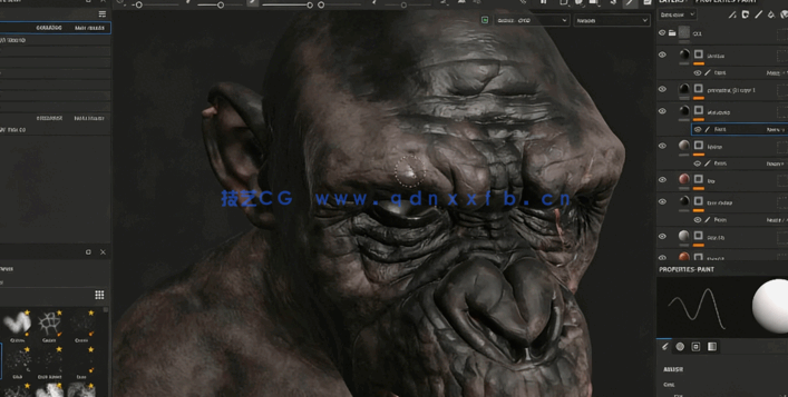 ZBrush《猩球崛起》科巴角色雕刻建模全流程视频教程(图4) ZBrush《猩球崛起》科巴角色雕刻建模全流程视频教程(图4)