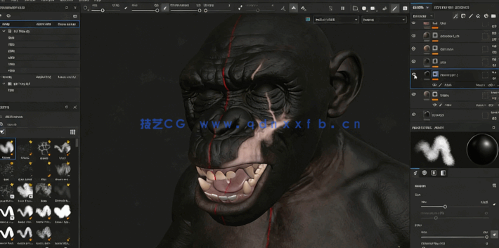 ZBrush《猩球崛起》科巴角色雕刻建模全流程视频教程(图3) ZBrush《猩球崛起》科巴角色雕刻建模全流程视频教程(图3)