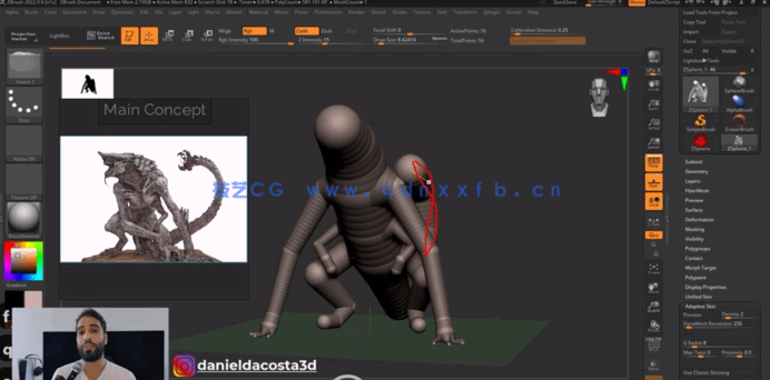 ZBrush逼真生物雕刻全面核心技术训练视频教程 (图3) ZBrush逼真生物雕刻全面核心技术训练视频教程 (图3)