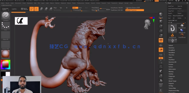 ZBrush逼真生物雕刻全面核心技术训练视频教程 (图4) ZBrush逼真生物雕刻全面核心技术训练视频教程 (图4)
