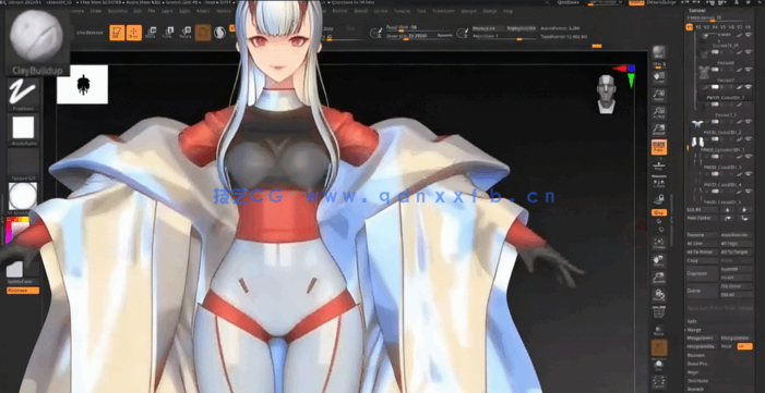 ZBrush卡通风格中国女孩角色雕刻建模视频教程 (图3) ZBrush卡通风格中国女孩角色雕刻建模视频教程 (图3)