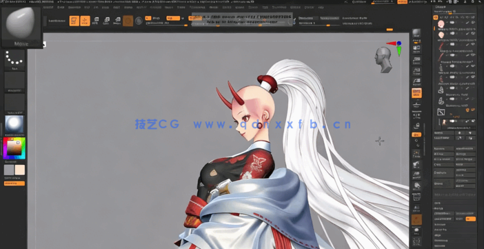 ZBrush卡通风格中国女孩角色雕刻建模视频教程 (图5) ZBrush卡通风格中国女孩角色雕刻建模视频教程 (图5)