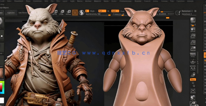 ZBrush忍者兔角色完整雕刻建模制作视频教程(图3) ZBrush忍者兔角色完整雕刻建模制作视频教程(图3)