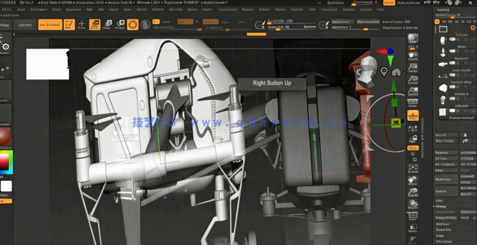 ZBrush大疆无人机DJI Inspire硬表面雕刻建模视频教程(图3) ZBrush大疆无人机DJI Inspire硬表面雕刻建模视频教程(图3)
