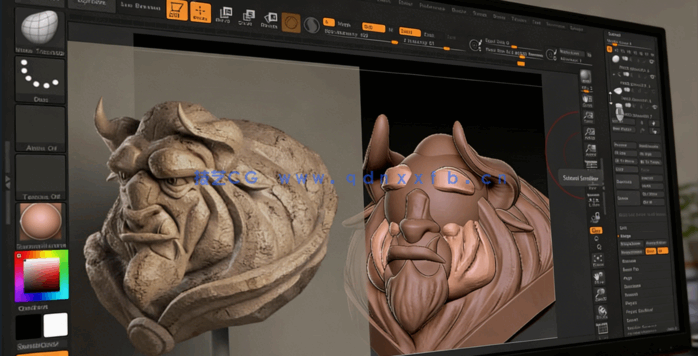 ZBrush奇幻野兽生物雕刻设计实例制作视频教程(图5) ZBrush奇幻野兽生物雕刻设计实例制作视频教程(图5)