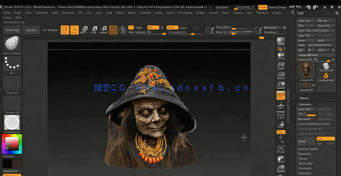 ZBrush逼真女巫人物角色完整雕刻流程视频教程(图4) ZBrush逼真女巫人物角色完整雕刻流程视频教程(图4)