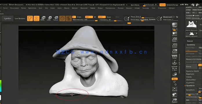 ZBrush逼真女巫人物角色完整雕刻流程视频教程(图5) ZBrush逼真女巫人物角色完整雕刻流程视频教程(图5)