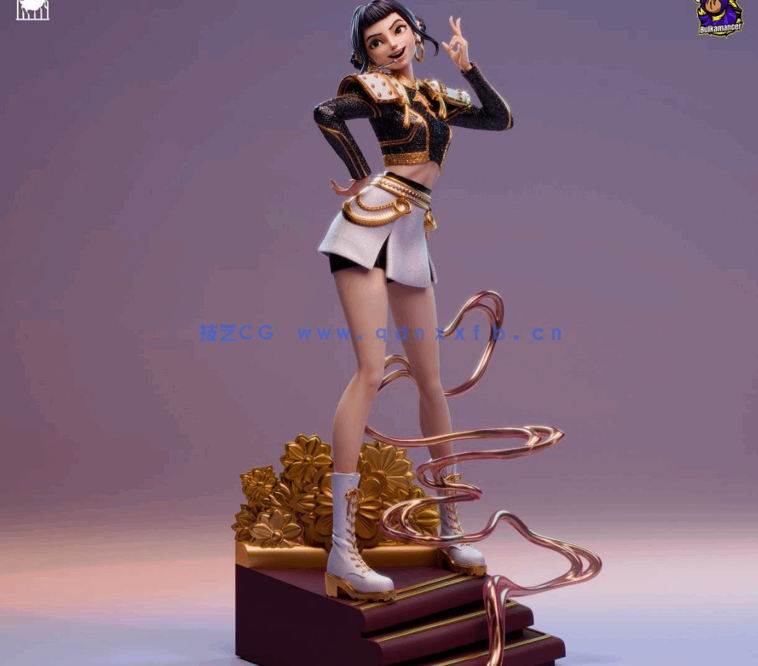 [3D打印人物] 佐伊Zoey掐腰姿势《K-Pop恶魔猎人》动画角色雕刻手办3D打印(图2)